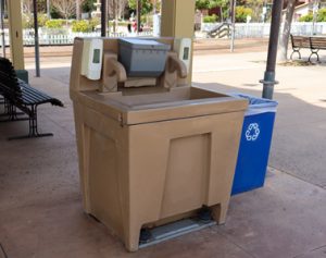 hand wash station near a building